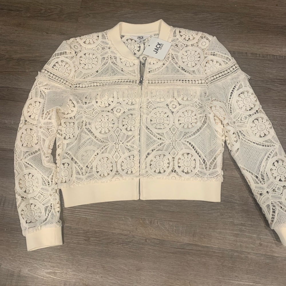 Beautiful Jack by BB Dakota-lace detail summer jacket-size M